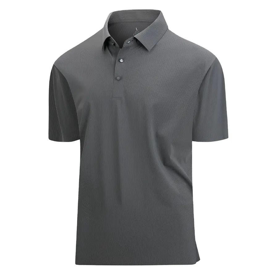 Camisa polo de golfe para homens, camisa polo de malha de manga curta de algodão e poliéster bordada com logotipo personalizado UPF 50+ Casual para homens