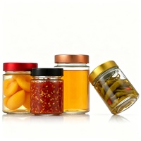 Tarro de vidrio cilíndrico de nuevo diseño al por mayor con tapa de fácil apertura para mermelada, almacenamiento de alimentos, salsas, encurtidos, miel y conservas.