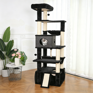 <span class=keywords><strong>Arbre</strong></span> <span class=keywords><strong>à</strong></span> <span class=keywords><strong>chat</strong></span> multi-niveaux de 201,5 cm avec grand condo, <span class=keywords><strong>hamac</strong></span>, griffoir et perchoir supérieur – Tour <span class=keywords><strong>pour</strong></span> chats multiples - Product Image 6