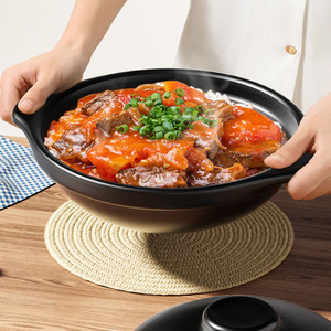 Cocotte en céramique avec couvercle, compatible avec les cuisinières à gaz, résistante aux hautes températures, pour la cuisson domestique - Product Image 3