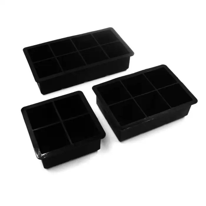 Hot Selling 6 Cups Mould reusable square ice mold Black large capacity silicone ice hockey tray mold
