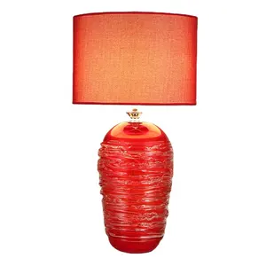 Luxury Classical Desk Lamp Large Retro Red Glass Table Lamp for Villa Hotel