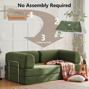 <span class=keywords><strong>Canapé</strong></span>-lit <span class=keywords><strong>convertible</strong></span> pour petits espaces, tissu vert, extra-large, pliable, livraison gratuite, emballage en boîte compressée - Product Image 5