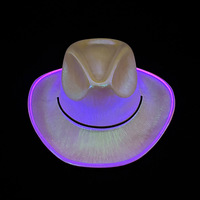 Chapeau de cowboy holographique à LED coloré en gros, logo personnalisé clignotant, chapeau de cow-girl drôle pour fête de Noël