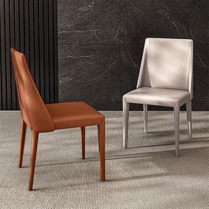 आधुनिक लक्जरी डाइनिंग रूम फर्नीचर आरामदायक बैकरेस्ट बेस चमड़े की उच्च पीठ भोजन कुर्सी - Product Image 1