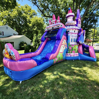 Château gonflable Princesse avec toboggan, thème licorne, pour filles