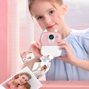 P2 bambini stampabile fotocamera digitale 1080p HD 2.4 pollici doppia lente Mini elementi dei cartoni animati stampa istantanea con foto termica