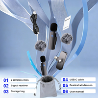 Microphone Lavalier Sans Fil Double 3-en-1 pour iPhone, Android et Appareil Photo – Idéal pour le Streaming en Direct, YouTube, TikTok et l'Enregistrement de Vlogs