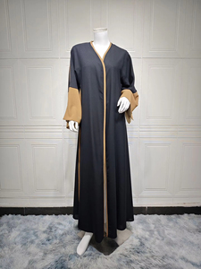 Nuosha OEM Moda Musulmana de Oriente Medio, Dubai, Árabe, Europea y Americana, Cárdigan Elegante, Túnica Abaya con Costuras, Uso Diario, Certificación CE - Product Image 6