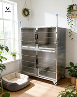 Cage vétérinaire en métal pour animaux de compagnie (chiens et chats) avec plateau amovible, porte verrouillable et trous de ventilation pour usage clinique et hospitalier
