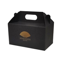 Style de couleur personnalisé décoration cadeau Deluxe boîte à provisions noire poignée d'emballage faveur de fête boîtes à pignon