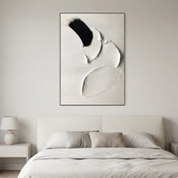 Peinture texturée 3D noir et blanc, art mural neutre, peinture à l'huile abstraite, décoration murale contemporaine, art minimaliste pour entrée