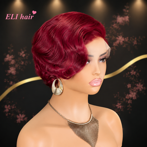 Perruque Courte Pixie 13x4 avec Lace Frontale, Cheveux Humains Vierges Brésiliens Couleur Mixte 99j, Vente en Gros, Cheveux Vierges à Cuticules Alignées, Cheveux de Vison - Product Image 4