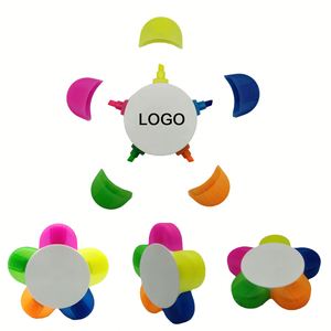 Custom Logo Printed 5 in 1 <b>Multi</b> Colors Highlighter 5 <b>Color</b> Flower Shape Daisy Highlighter <b>Pen</b> - Product Image 2