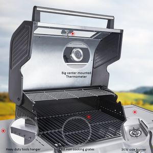 Parrilla de Acero Inoxidable de Gas Propano para Exteriores de 4 Quemadores con Quemador Lateral y Gabinete - Product Image 4