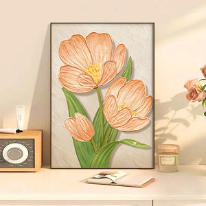 Stile unico olio su tela fatto a mano moderno tulipano floreale appeso pittura per soggiorno sala da pranzo camera da letto decorazione comodino - Product Image 5