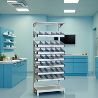 Étagère de pharmacie commerciale moderne en acier, 7 tiroirs, à simple face, avec séparateurs de présentation et étiquettes, durable et facile à nettoyer