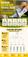 Chaussettes de football personnalisées - Matière Spandex Écologique et Respirante Antidérapantes Personnalisation du logo pour les designs d'équipe