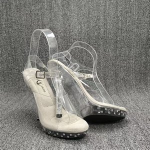Chaussures de pole dance érotiques grande taille <span class=keywords><strong>Bar</strong></span> Plus Size, antidérapantes, à talons hauts, incrustées de diamants, imperméables, avec bouton, pour l'été - Product Image 6