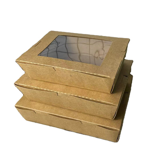 Cardboard Disposable Eco-friendly Window Paper Lunch Box For Food Package Lock Lid Paper Lunch Box Fruit Salad Sushi Package