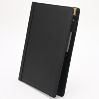 Carpeta de Presentación Premium de Cuero PU Negro, Portadocumentos de Oficina A4, Ranuras para Tarjetas, Portaplumas, Logotipo Personalizado, Regalos Corporativos Duraderos
