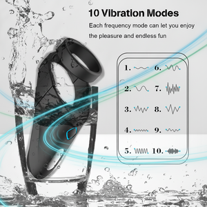 Casemee Penis &amp; P-Spot Stimulation Men's Silicone Penis <strong>Cock</strong> <strong>Ring</strong> Wearable Dual-<strong>Ring</strong> Vibrator With Perineum Teaser - Product Image 4