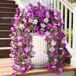 Fleur artificielle en forme de vigne de gloire du matin, décoration suspendue en plastique pour clôture de cour, protection solaire - Product Image 5