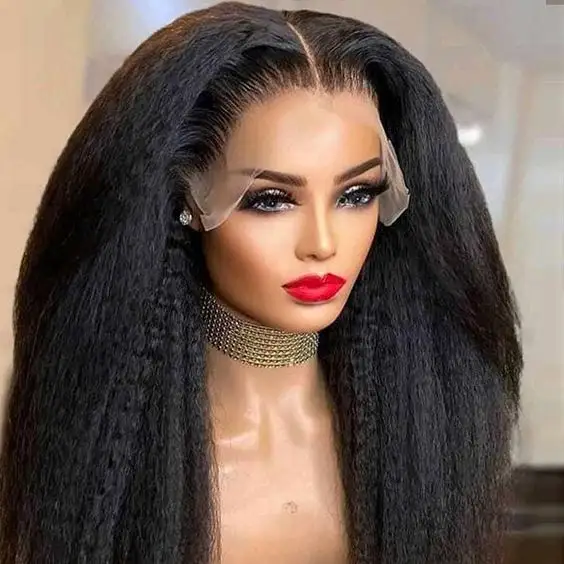 Grosir 100% rambut manusia Mink Brasil renda Swiss Frontal Natural Kinky lurus HD wig penutupan renda penuh dengan rambut bayi