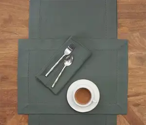 Placemat, black colour, 100% linen or cotton fabric, size 35x50 cm