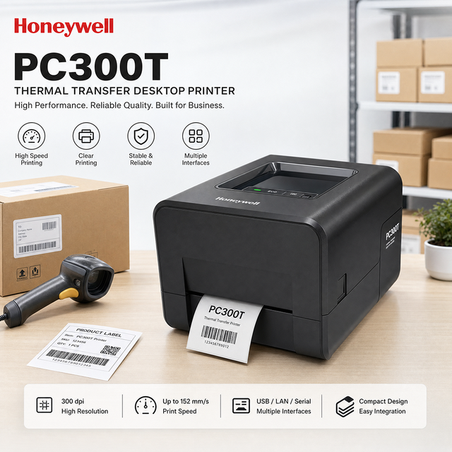 Honeywell PC300T 4 Inch Desktop Barcode Label Printer Thermal Transfer Direct Thermal USB Shipping Label Printer 200/300dpi