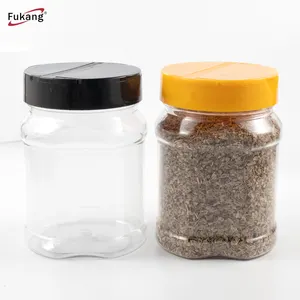Plastic Jar For Spices Clear Square 300ml 10oz Pepper Salt Dispenser Plastic Spice Jar With Double Mouth For BBQ Cooking