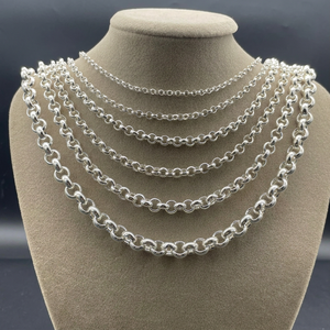 Collar de Cadena Rolo Belcher de Plata de Ley 925 con Baño de Rodio al por Mayor, Joyería Clásica Unisex, Regalo - Product Image 1