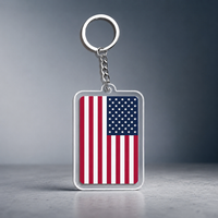 Porte-clés en acrylique personnalisé avec drapeau national, souvenir touristique USA/UK, prix de gros
