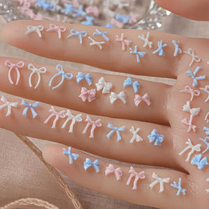 TSZS 100 pièces <span class=keywords><strong>Mini</strong></span> nœuds en ruban pour nail art, breloques décoratives 3D en résine, motifs variés blanc, rose, bleu, pour décoration d'ongles DIY - Product Image 3