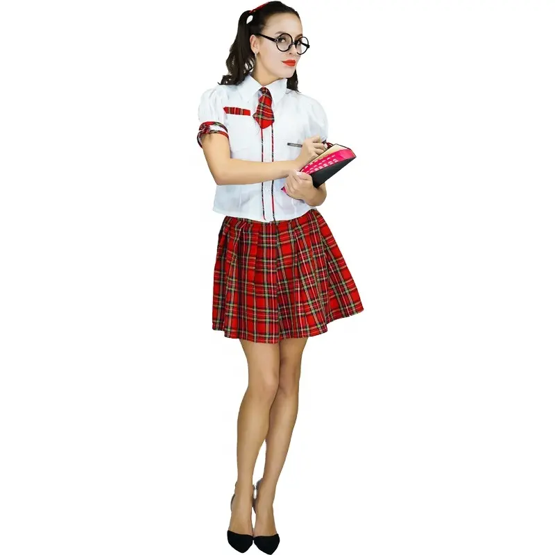 Kostum Cosplay Wanita Sekolah SMA, Seragam Pesta Karnaval, Kostum Perempuan Sekolah Menyala Dalam Permainan Peran