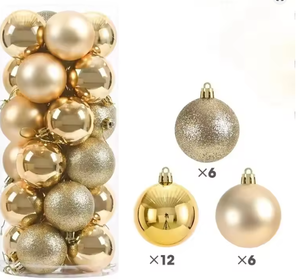 24 boules <span class=keywords><strong>de</strong></span> Noël artificielles <span class=keywords><strong>de</strong></span> luxe en PVC <span class=keywords><strong>de</strong></span> 6/8 cm, décorations miniatures imperméables à suspendre pour la maison et les fêtes - Product Image 2