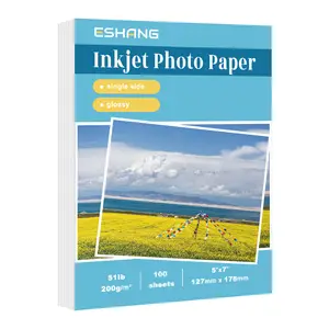 Papel fotográfico brillante de un solo lado para impresora de inyección de tinta 5R 5x7 pulgadas 200G 100Sbeets/paquete