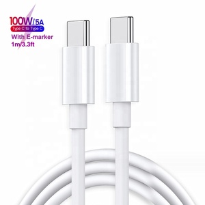 Câble de charge rapide USB Type C vers USB Type C PD 100W de qualité supérieure avec E-Marker 1M/3.3FT 5A pour ordinateur portable <span class=keywords><strong>Apple</strong></span> Macbook - Product Image 1