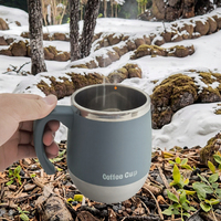 Mug à café classique en acier inoxydable avec couvercle et poignée, isolé sous vide, sans BPA, anti-fuite, pour le voyage, le camping, le bureau, les cadeaux promotionnels, chaud/froid