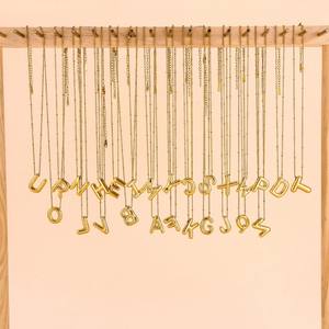 Nuovo Trendy 18k placcato <span class=keywords><strong>oro</strong></span> iniziale lettera collana pendente 26 A-Z in acciaio inox perline per gioielli da donna - Product Image 4