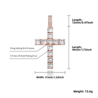 Collier pendentif croix en strass doré et argenté pour hommes et femmes, bijoux tendance hip-hop glacés