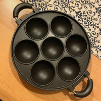 Poêle à œufs antiadhésive en aluminium à 7 trous avec poignée, moule à gâteau pour petit-déjeuner et omelettes, idéale pour la cuisson et la friture