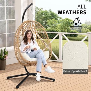 Подвесное кресло-кокон Dwoo Garden из ротанга для патио и улицы, одноместное, с металлической подставкой - Product Image 5
