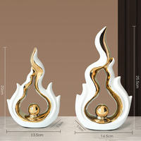 Ornamen Keramik Mewah Modern Nordik untuk Dekorasi Ruangan Ornamen Berbentuk Api Kabinet Anggur Hadiah Unik Dekorasi Rumah Kreatif