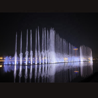 Fontaine d'eau géante de 300 m de haute qualité pour spectacle aquatique extérieur avec système sonore et éclairage à faisceau, projet de l'île de Bagdad en Irak