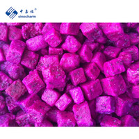 Sinocharm HALAL Fabrieksprijs Zoete IQF Rode Pitaya Gedipte Blokjes 10kg Bulk Groothandel Diepvries Drakenfruit voor Sap