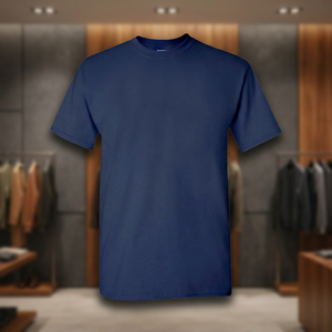 T-shirt Premium Bleu Marine Col Rond Manches Courtes Uni 100% Coton Respirant Coupe Classique Décontracté Homme Motif Quotidien - Product Image 4