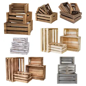 Wholesale Custom Wooden Storage Crates With Various Styles Distressed Wooden Crate