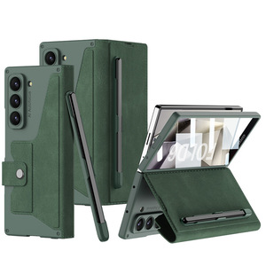 Gaine armure antichoc Litchi Texture Flip cuir étui de téléphone portable avec fentes pour stylo pour Samsung Galaxy <span class=keywords><strong>ZFold</strong></span> 6 <span class=keywords><strong>ZFold</strong></span> 5 - Product Image 3