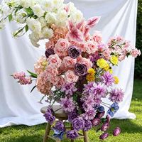 Arche de fleurs en soie personnalisée, faite à la main, moderne, pour mariages, Saint-Valentin, fête des mères - Fond de scène en fleurs artificielles